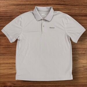 Marmot Polo Shirt Men M Beige Moisture Wicking Performance Golf Casual‎ Outdoors